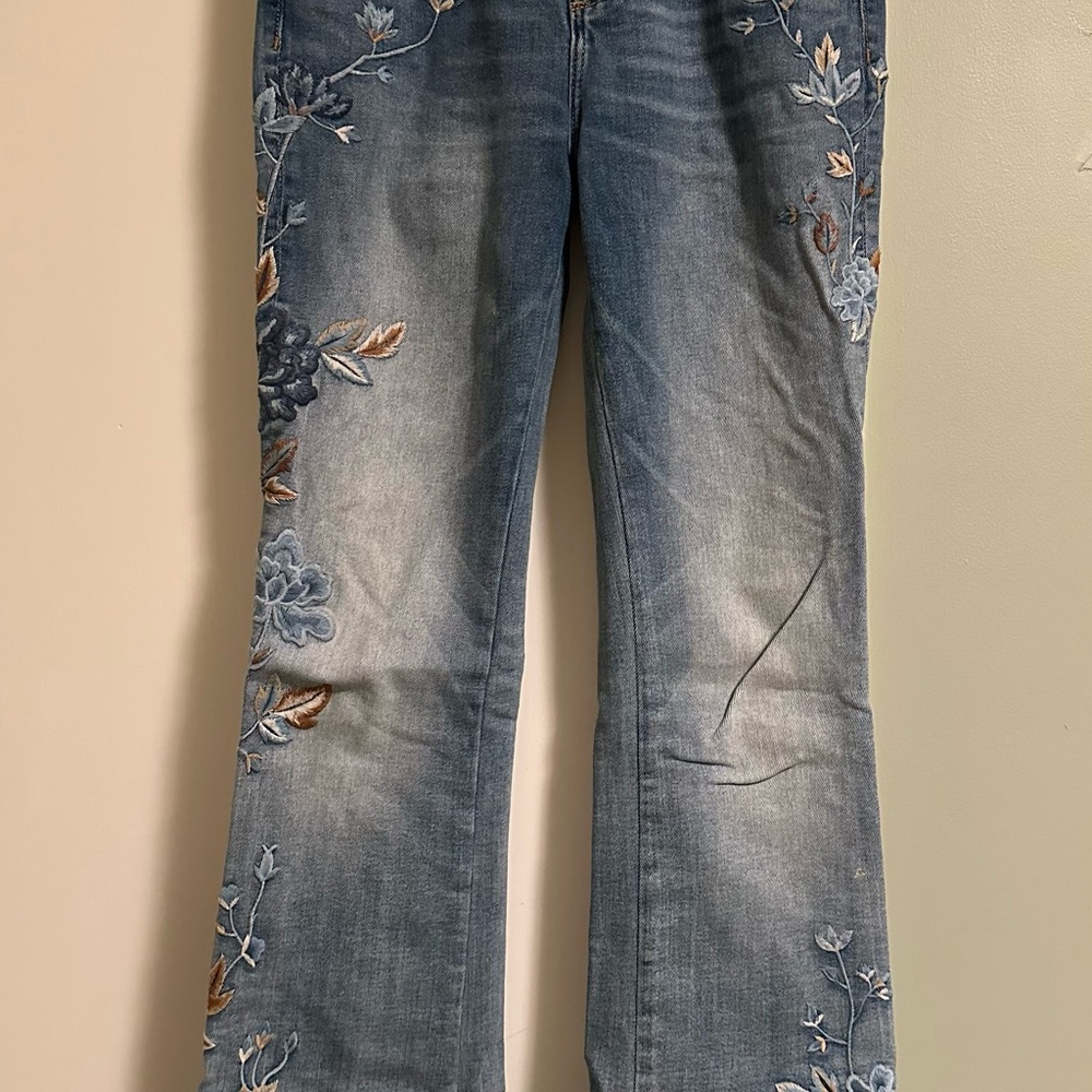DRIFTWOOD Blue Floral Embroidered Jeans